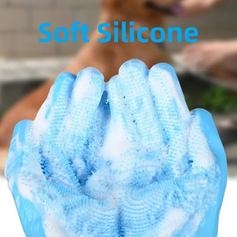 Dog Cat Bathing Cleaning Glove Pet Grooming Cleaning Gloves Soft Silicone Dog Shower Hair Removal Glove