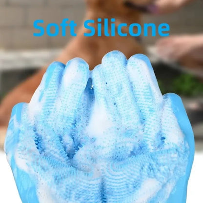 Dog Cat Bathing Cleaning Glove Pet Grooming Cleaning Gloves Soft Silicone Dog Shower Hair Removal Glove