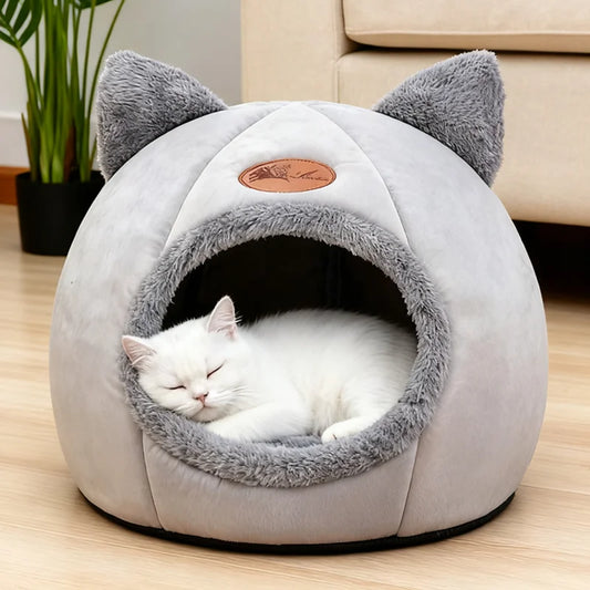 Cat Bed for Keeping Warm and Windproof in Winter with No Shedding of Fur Machine Washable Semi Enclosed Suitable for Indoor Use