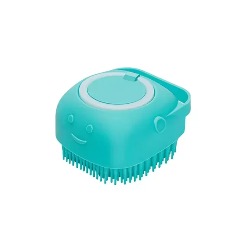 Dog Bathing Brush Pet Massage Brush Shampoo Dispenser Soft Silicone Brush Rubber Bristle for Dogs and Cats Shower Grooming Tool