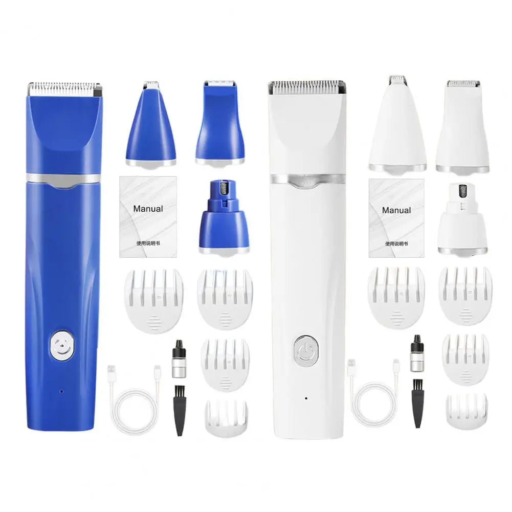 Dog Hair Clippers Grooming Kit，with Nail Grinder，4 in 1，Electric Trimmer，for Dogs Cat，Low Noise，USB Rechargeable，Pet Paw Shaver