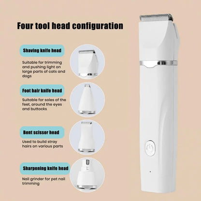 Dog Hair Clippers Grooming Kit，with Nail Grinder，4 in 1，Electric Trimmer，for Dogs Cat，Low Noise，USB Rechargeable，Pet Paw Shaver