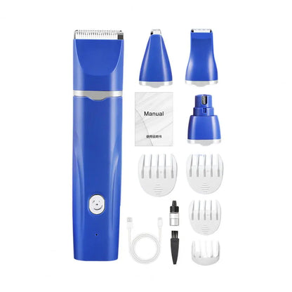 Dog Hair Clippers Grooming Kit，with Nail Grinder，4 in 1，Electric Trimmer，for Dogs Cat，Low Noise，USB Rechargeable，Pet Paw Shaver