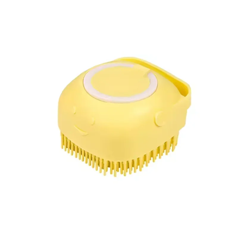 Dog Bathing Brush Pet Massage Brush Shampoo Dispenser Soft Silicone Brush Rubber Bristle for Dogs and Cats Shower Grooming Tool