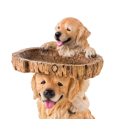 Dog Statue Figurine Feeding Station Resin Feeder Garden Bird Bath Bowl for Park Housewarming Backyard Porch Attracting Birds