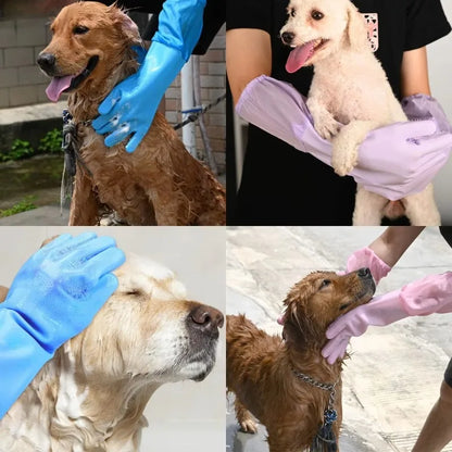 Dog Cat Bathing Cleaning Glove Pet Grooming Cleaning Gloves Soft Silicone Dog Shower Hair Removal Glove