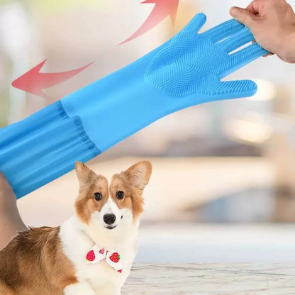 Dog Cat Bathing Cleaning Glove Pet Grooming Cleaning Gloves Soft Silicone Dog Shower Hair Removal Glove