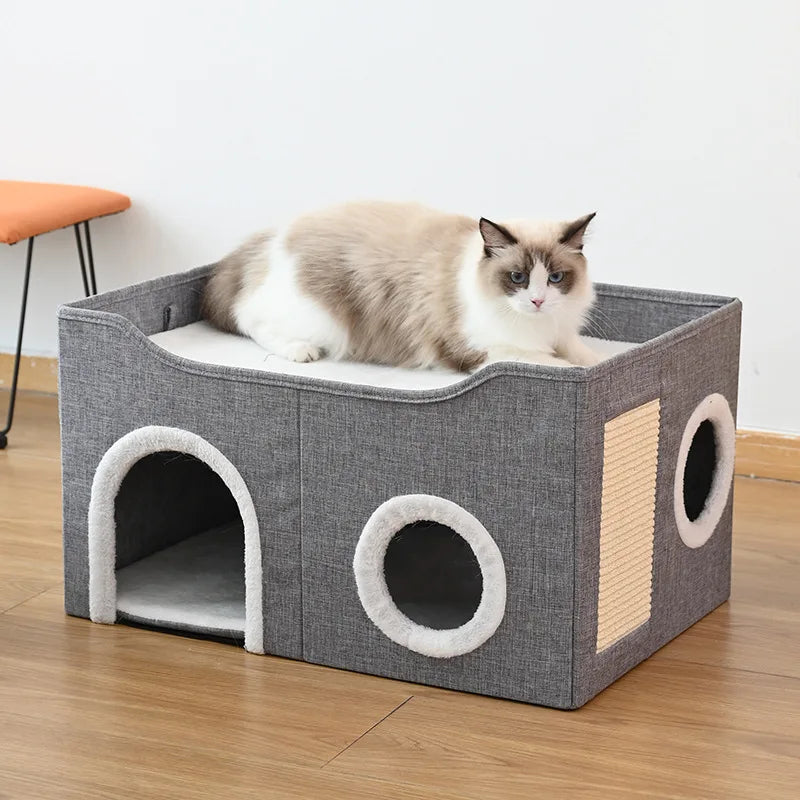 Cat's nest is warm in winter, removable and washable, fully enclosed and easy to clean, large and foldable, suitable for all sea